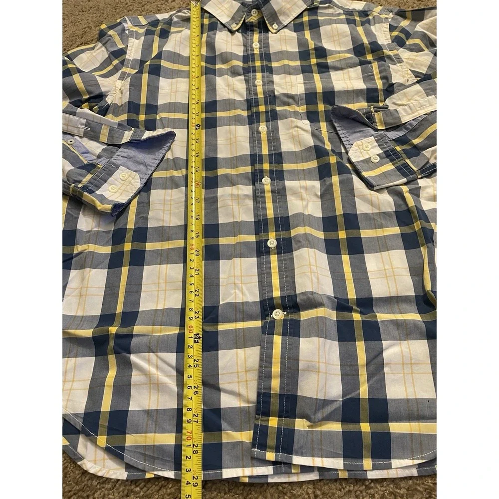 Banana Republic 078 Long Sleeve Button Down Shirt Blue Yellow Plaid Large JBHS